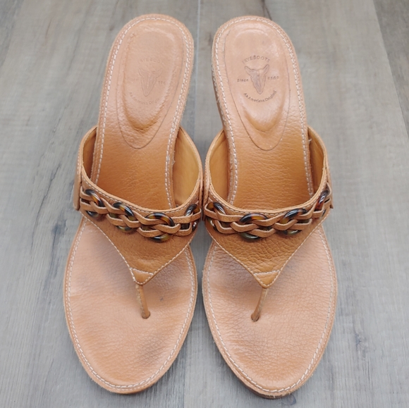 Frye Shoes - Frye Sandals Womens High Heel T Strap Open Toe Platform Wood Brown